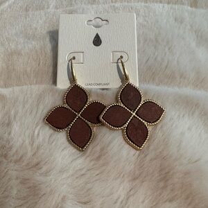 Brown and Gold Leaf Earrings